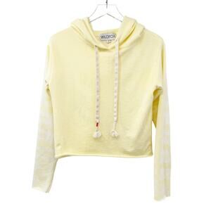 Wildfox lemon meringue yellow white Broken Dreams Crop Hoodie women's SMALL top